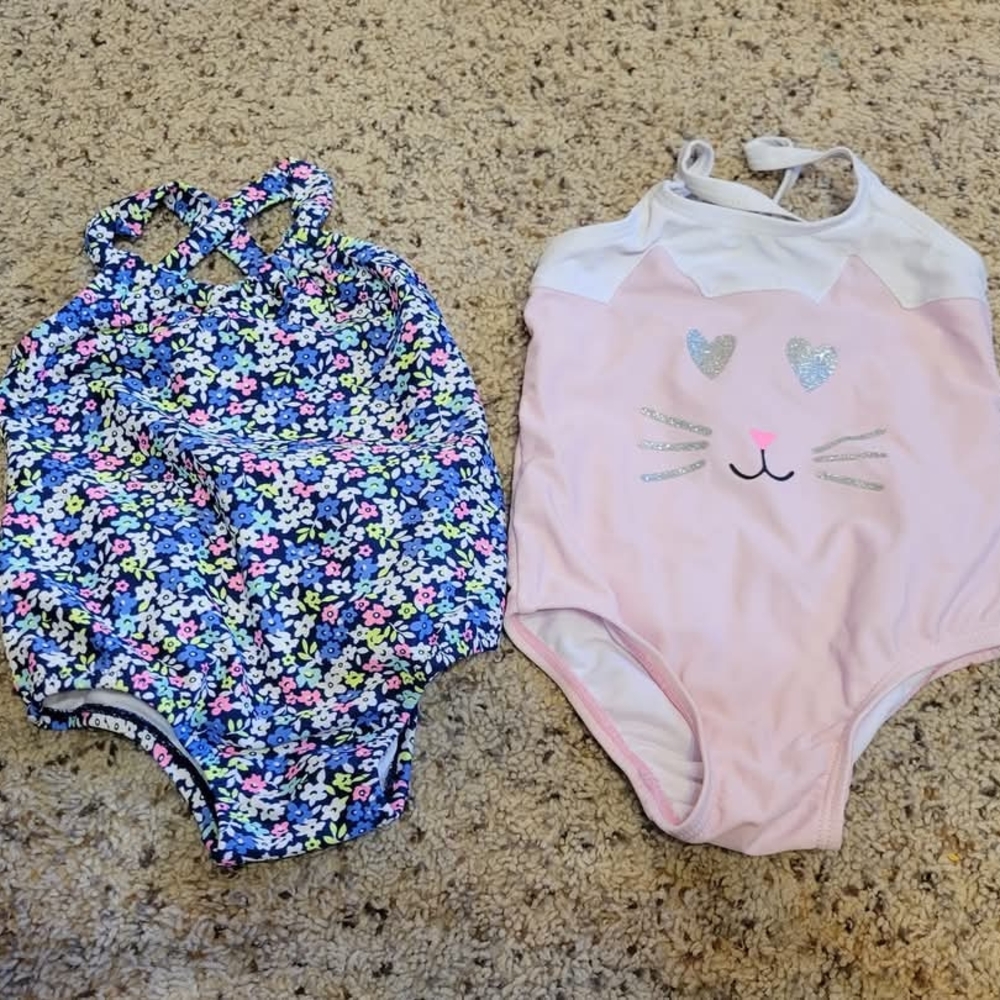 Floral and Cat Print Kids One Piece Set